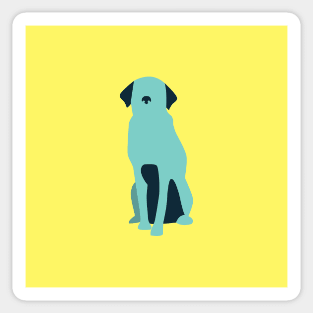 Blue Dog on Yellow Sticker by greenoriginals